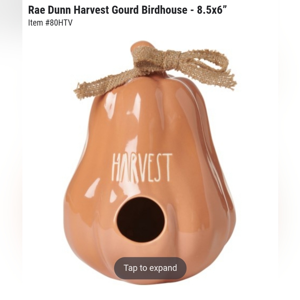 NIB Rae Dunn harvest gourd birdhouse
